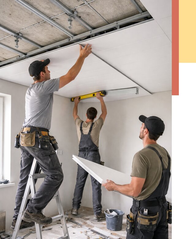 Монтаж потолка из ПВХ панелей в Тихорецке от 3607 руб./м2 — быстро и недорого | ОТДЕЛОЧНИК-Тхр