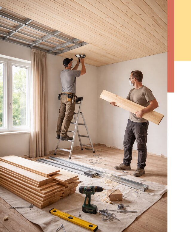 Монтаж потолка из вагонки в Тихорецке от 6700 руб. | Быстро и недорого — ОТДЕЛОЧНИК-Тхр