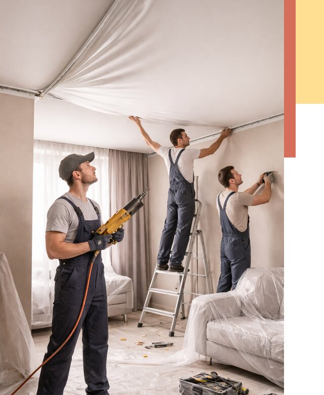 Установка натяжного потолка в Тихорецке от 4638 руб. | Быстро и недорого — ОТДЕЛОЧНИК-Тхр