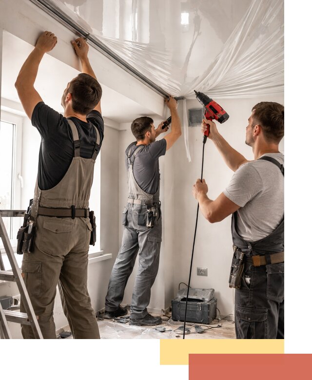 Монтаж глянцевого натяжного потолка в Тихорецке быстро и качественно