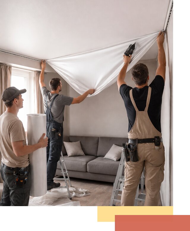 Монтаж сатинового натяжного потолка в Тихорецке качественно и быстро