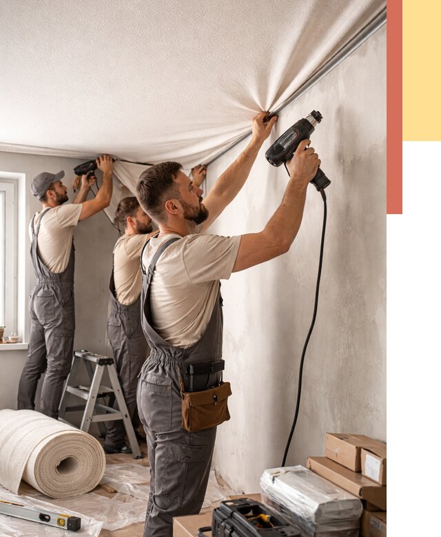 Монтаж фактурного натяжного потолка в Тихорецке от 773 руб. — ОТДЕЛОЧНИК-Тхр