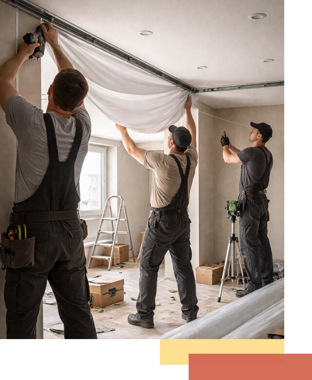 Монтаж парящего натяжного потолка под ключ в Тихорецке