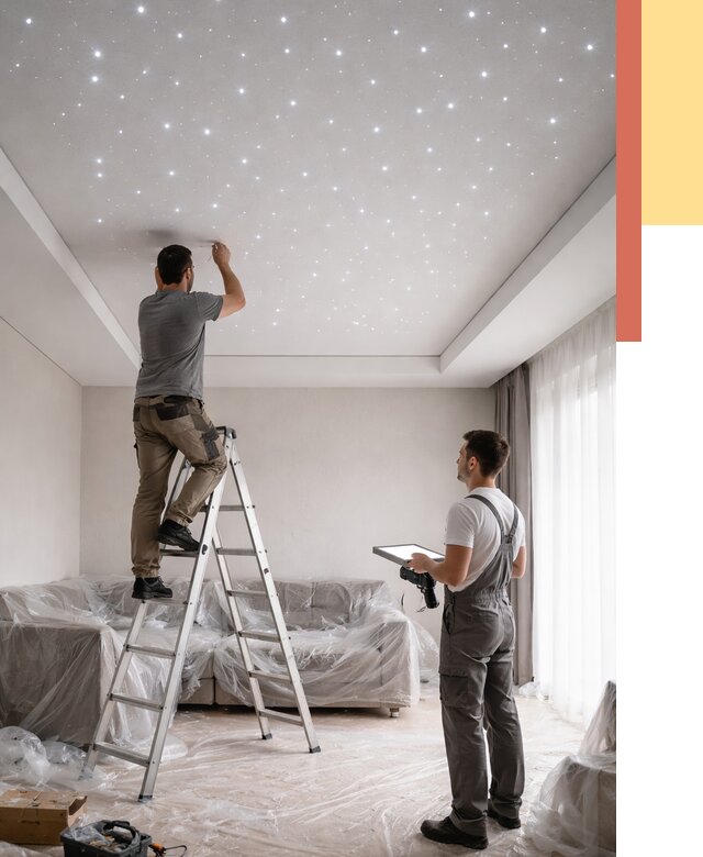 Монтаж натяжного потолка «звездное небо» в Тихорецке от 6700 руб. | ОТДЕЛОЧНИК-Тхр