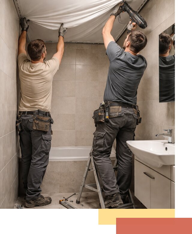 Монтаж натяжного потолка в ванной в Тихорецке быстро и качественно