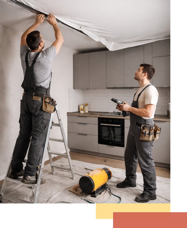 Монтаж натяжного потолка на кухне в Тихорецке