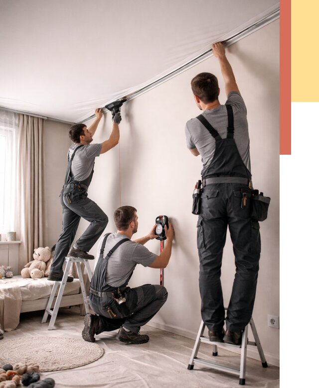 Монтаж натяжного потолка в детской в Тихорецке от 3607 руб. — быстро и недорого | ОТДЕЛОЧНИК-Тхр