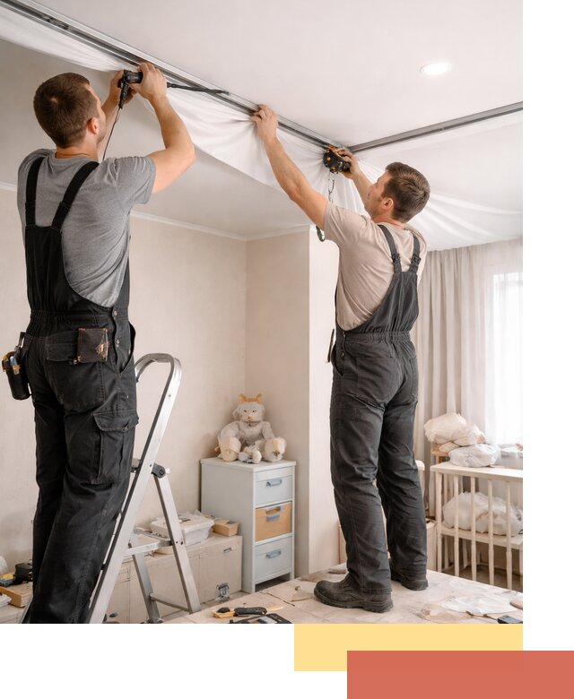 Монтаж натяжного потолка в детской комнате в Тихорецке