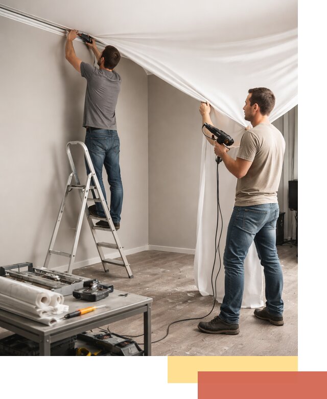 Монтаж натяжного потолка в студии в Тихорецке