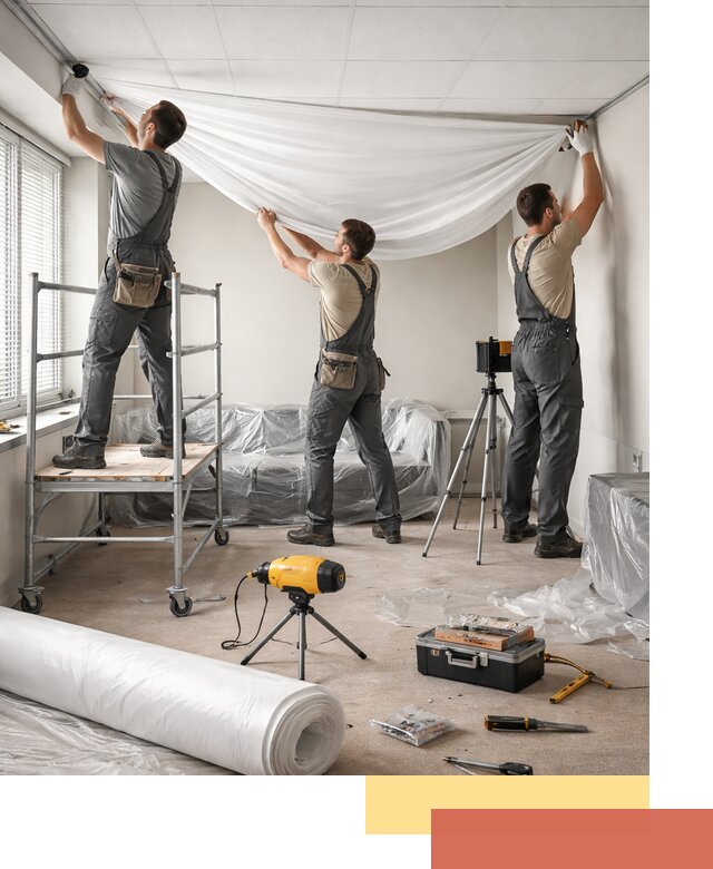 Монтаж натяжного потолка в офисе в Тихорецке