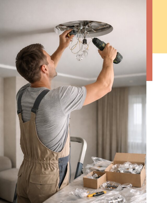 Установка люстры в натяжной потолок в Тихорецке от 1237 руб. | Быстро и недорого — ОТДЕЛОЧНИК-Тхр