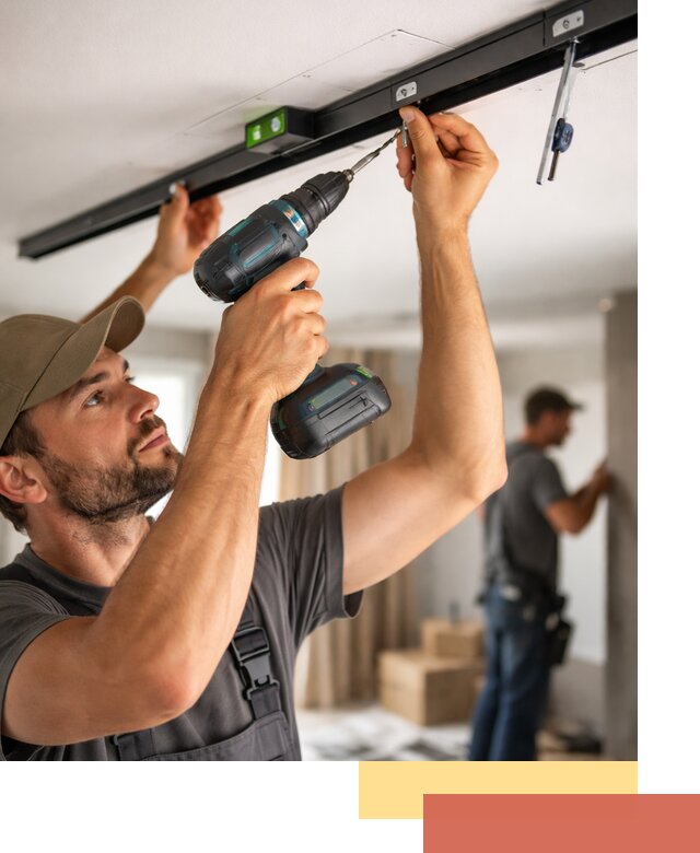 Установка трековых светильников в натяжной потолок в Тихорецке