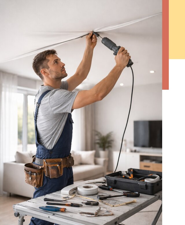 Ремонт натяжных потолков в Тихорецке от 9792 руб. под ключ — ОТДЕЛОЧНИК-Тхр