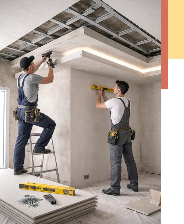 Двухуровневый потолок из гипсокартона в Тихорецке от 1495 руб. под ключ | ОТДЕЛОЧНИК-Тхр