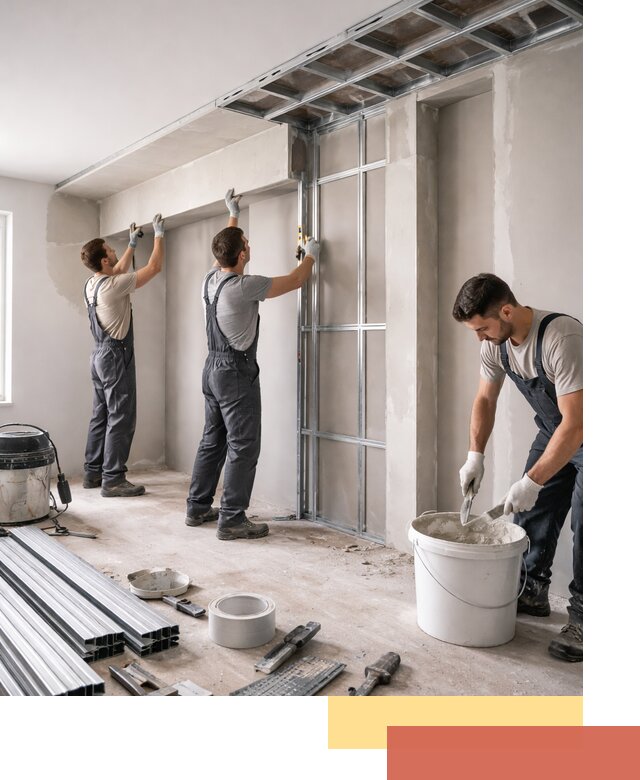 Монтаж потолка из гипсокартона с нишей в Тихорецке