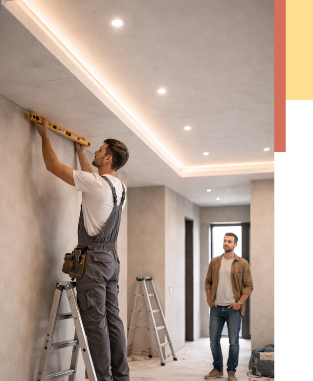 Потолок из гипсокартона с подсветкой в Тихорецке от 773 руб./м2 под ключ | ОТДЕЛОЧНИК-Тхр