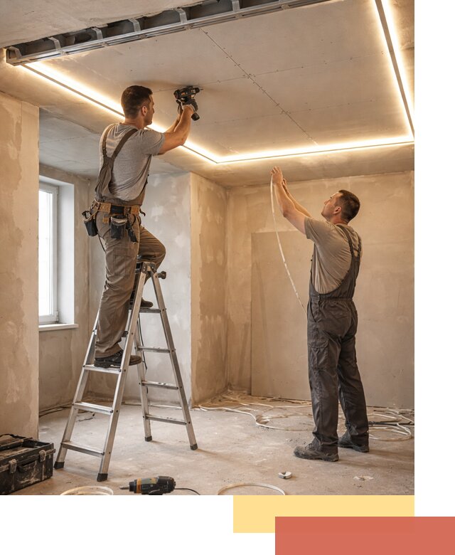 Потолок из гипсокартона с подсветкой в Тихорецке