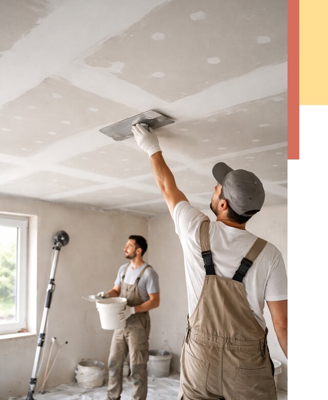 Шпаклевка потолка из гипсокартона в Тихорецке от 3298 руб./м2 — услуги под ключ | ОТДЕЛОЧНИК-Тхр