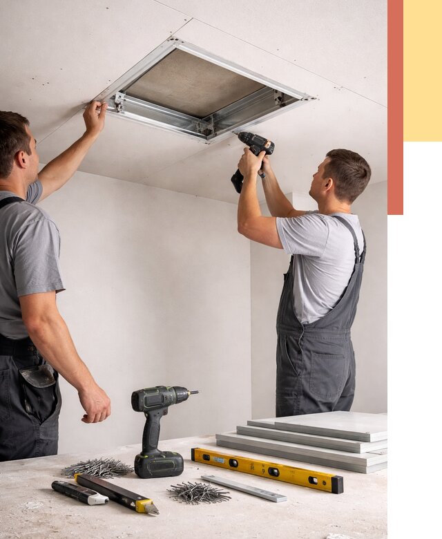 Установка люка в потолок ГКЛ в Тихорецке от 2577 руб. под ключ | ОТДЕЛОЧНИК-Тхр