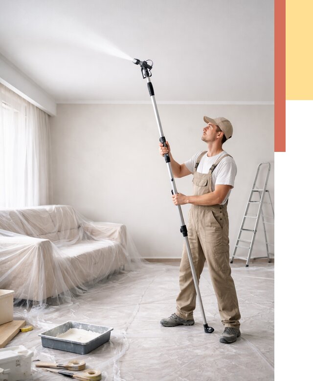 Покраска потолка краскопультом в Тихорецке от 4638 руб. быстро и недорого | ОТДЕЛОЧНИК-Тхр