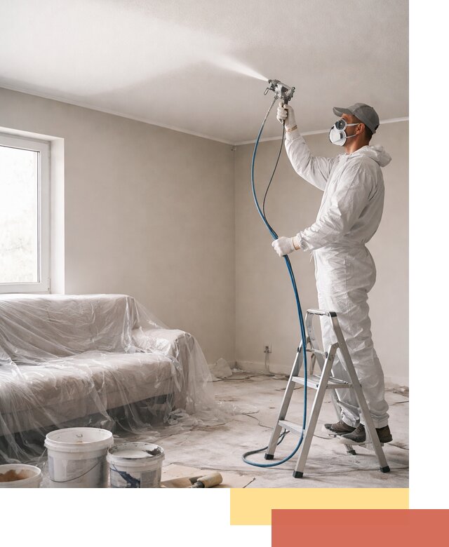 Покраска потолка краскопультом в Тихорецке быстро и качественно