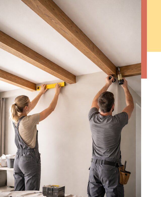 Монтаж декоративных балок на потолок в Тихорецке от 4329 руб. — ОТДЕЛОЧНИК-Тхр