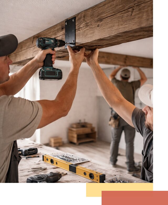 Монтаж декоративных потолочных балок в Тихорецке