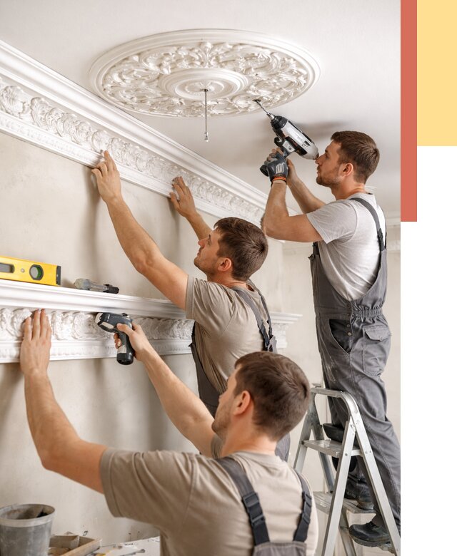 Монтаж лепнины на потолок в Тихорецке от 3298 руб. быстро и недорого | ОТДЕЛОЧНИК-Тхр